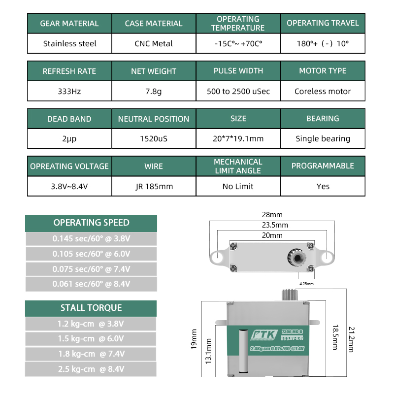 PTK 7306 MG-D 7g Digital All-M - Rc Helicopter Servo review and price